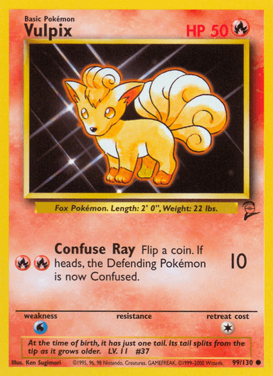 Carta Vulpix 99/130 do set Base Set 2 — Pokémon TCG | Bynx