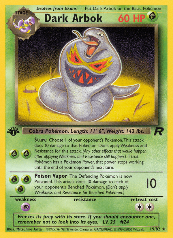 Carta Dark Arbok 19/82 do set Team Rocket — Pokémon TCG | Bynx