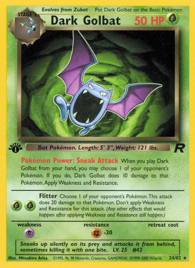 Carta Dark Golbat 24/82 do set Team Rocket — Pokémon TCG | Bynx