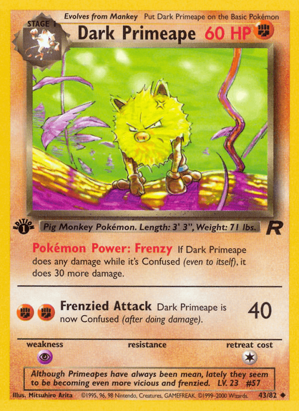 Carta Dark Primeape 43/82 do set Team Rocket — Pokémon TCG | Bynx