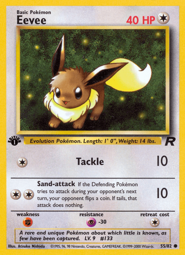 Carta Eevee 55/82 do set Team Rocket — Pokémon TCG | Bynx