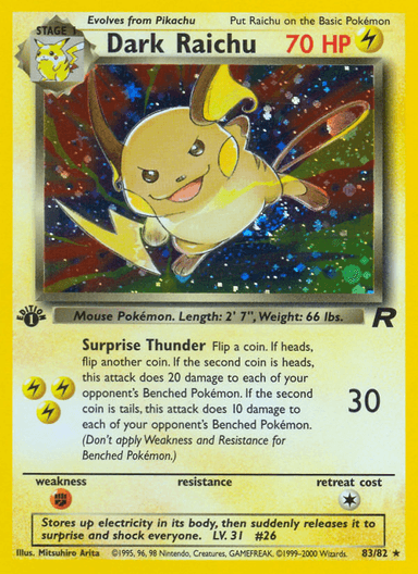 Carta Dark Raichu 83/82 do set Team Rocket — Pokémon TCG | Bynx