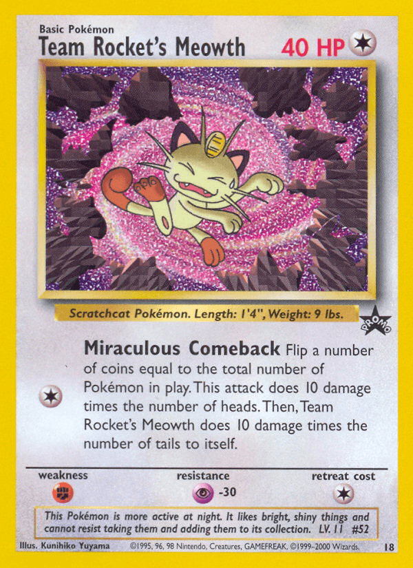Carta Team Rocket's Meowth 18/53 do set Wizards Black Star Promos — Pokémon TCG | Bynx