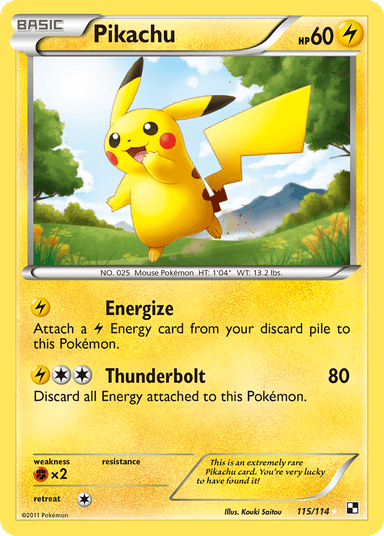 Carta Pikachu 115/114 do set Black & White — Pokémon TCG | Bynx