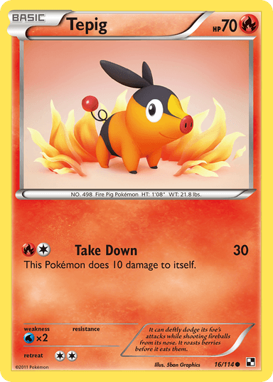 Carta Tepig 16/114 do set Black & White — Pokémon TCG | Bynx