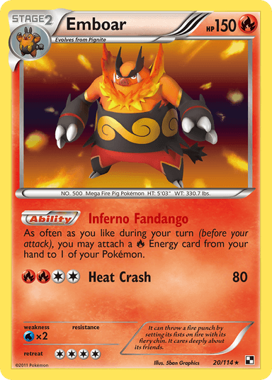 Carta Emboar 20/114 do set Black & White — Pokémon TCG | Bynx