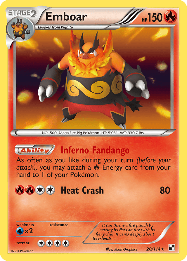 Carta Emboar 20/114 do set Black & White — Pokémon TCG | Bynx