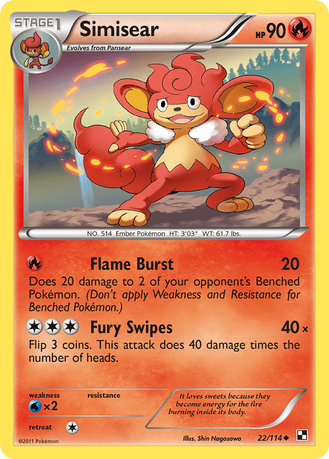 Carta Simisear 22/114 do set Black & White — Pokémon TCG | Bynx