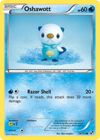 Carta Oshawott 28/114 do set Black & White — Pokémon TCG | Bynx