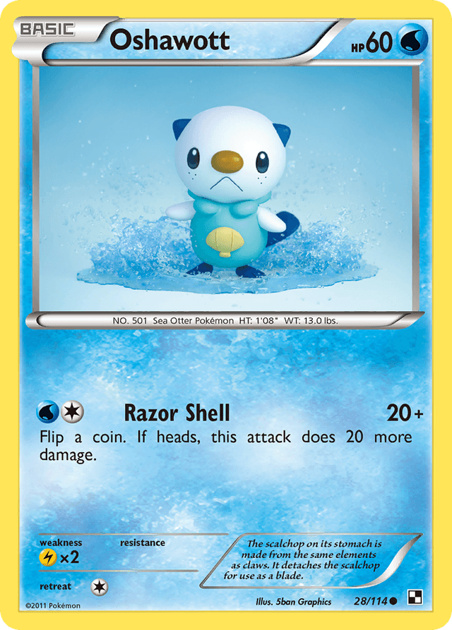 Carta Oshawott 28/114 do set Black & White — Pokémon TCG | Bynx