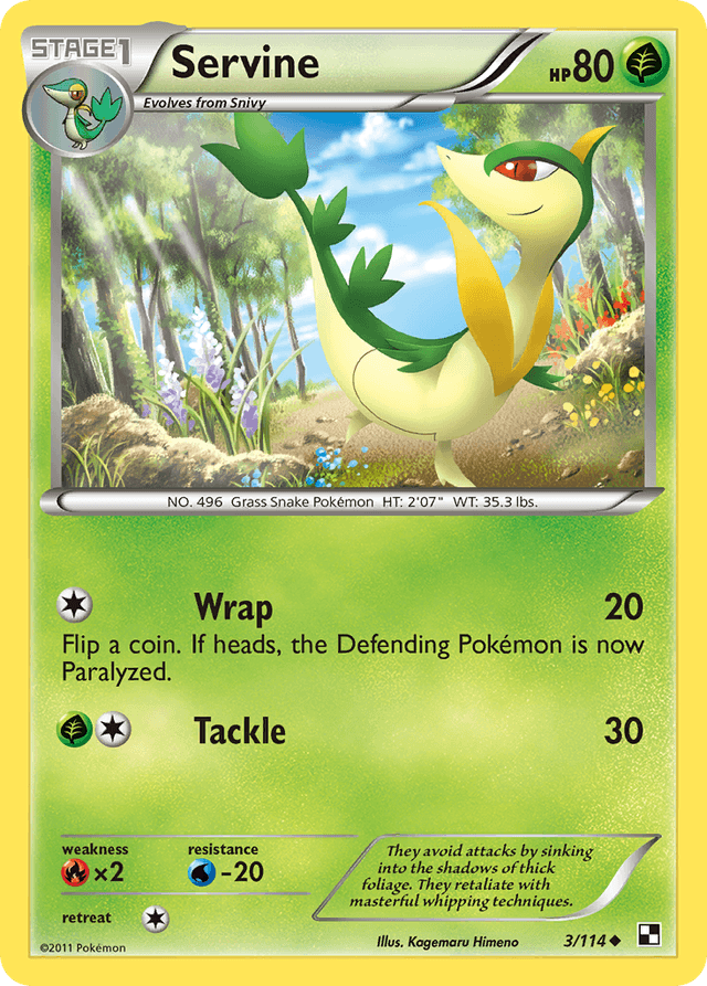 Carta Servine 3/114 do set Black & White — Pokémon TCG | Bynx