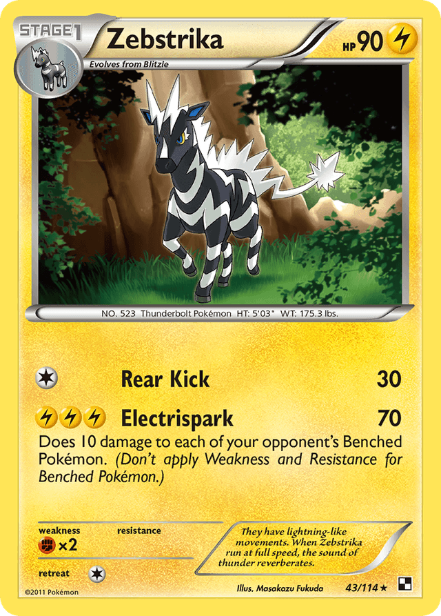 Carta Zebstrika 43/114 do set Black & White — Pokémon TCG | Bynx