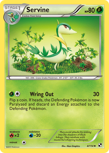 Carta Servine 4/114 do set Black & White — Pokémon TCG | Bynx