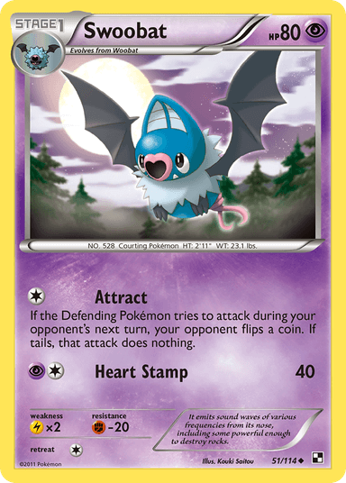 Carta Swoobat 51/114 do set Black & White — Pokémon TCG | Bynx