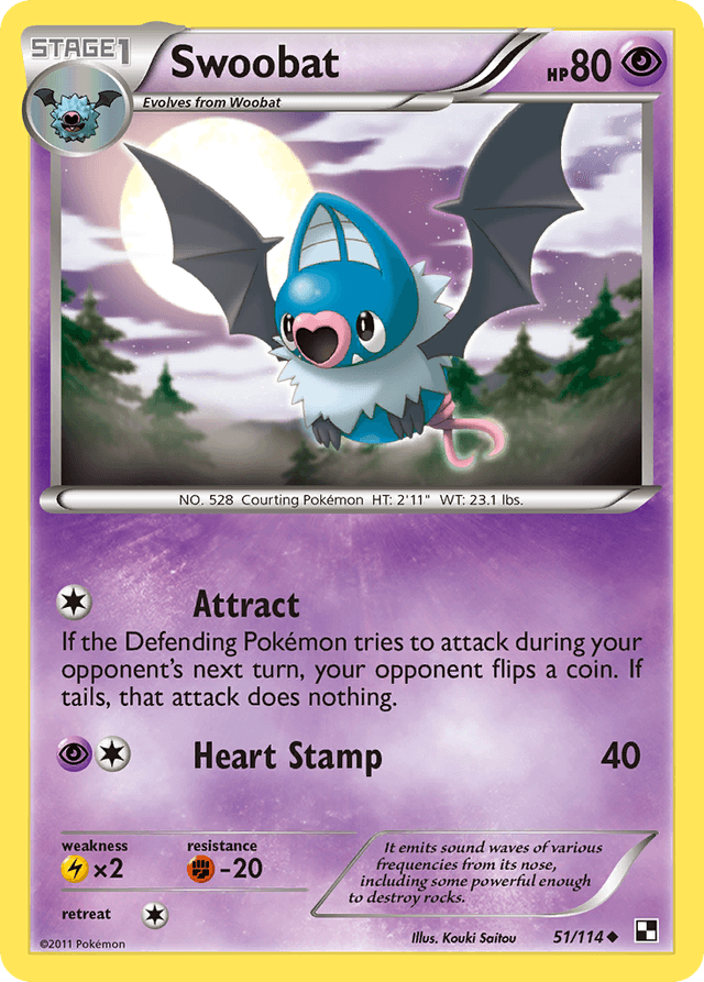 Carta Swoobat 51/114 do set Black & White — Pokémon TCG | Bynx