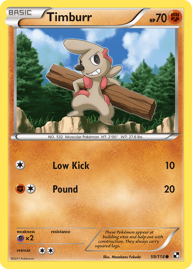 Carta Timburr 59/114 do set Black & White — Pokémon TCG | Bynx