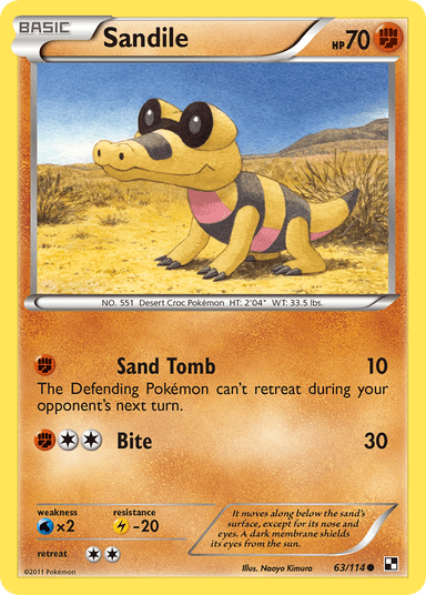 Carta Sandile 63/114 do set Black & White — Pokémon TCG | Bynx