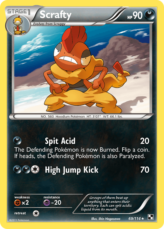 Carta Scrafty 69/114 do set Black & White — Pokémon TCG | Bynx