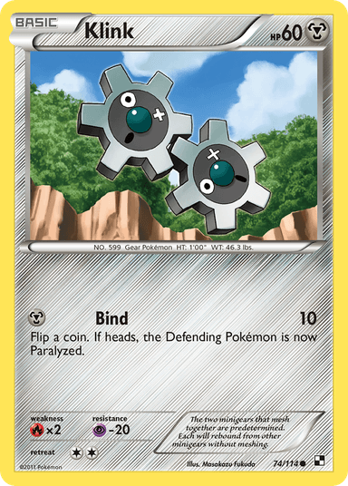Carta Klink 74/114 do set Black & White — Pokémon TCG | Bynx