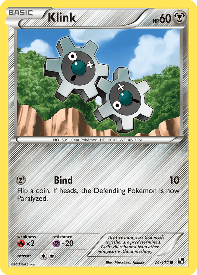 Carta Klink 74/114 do set Black & White — Pokémon TCG | Bynx