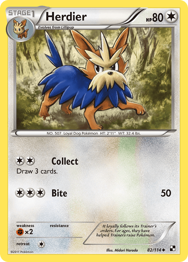 Carta Herdier 82/114 do set Black & White — Pokémon TCG | Bynx