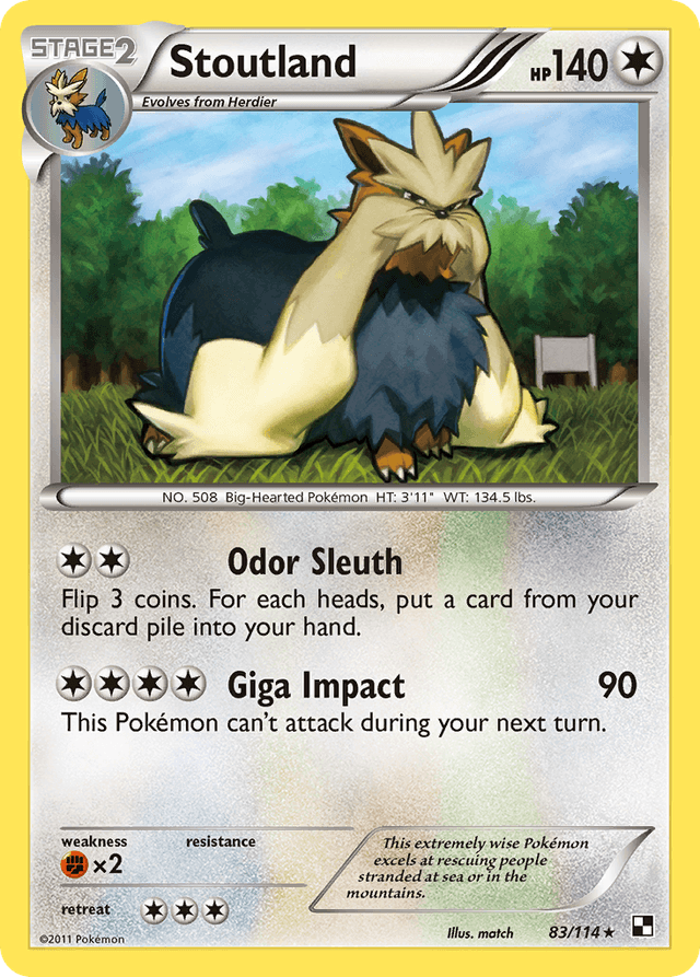 Carta Stoutland 83/114 do set Black & White — Pokémon TCG | Bynx
