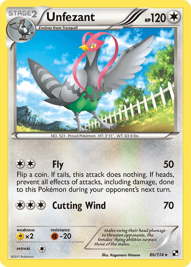 Carta Unfezant 86/114 do set Black & White — Pokémon TCG | Bynx