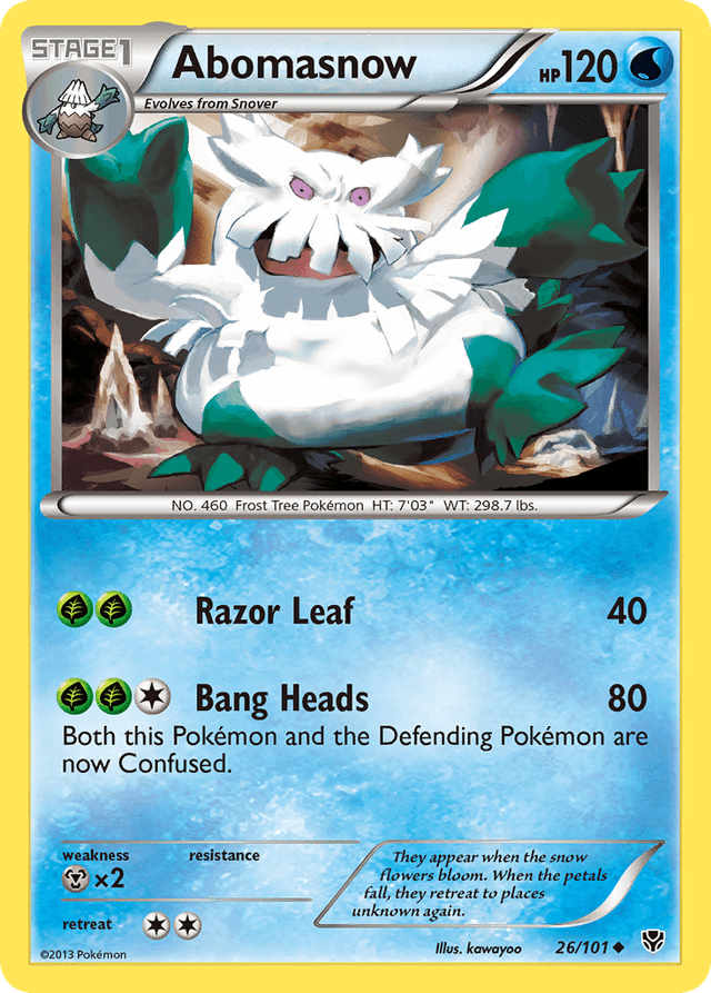 Carta Abomasnow 26/101 do set Plasma Blast — Pokémon TCG | Bynx