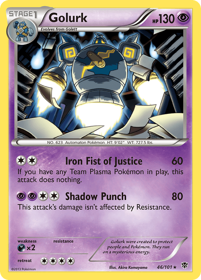 Carta Golurk 46/101 do set Plasma Blast — Pokémon TCG | Bynx