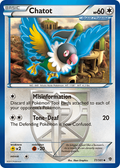 Carta Chatot 77/101 do set Plasma Blast — Pokémon TCG | Bynx