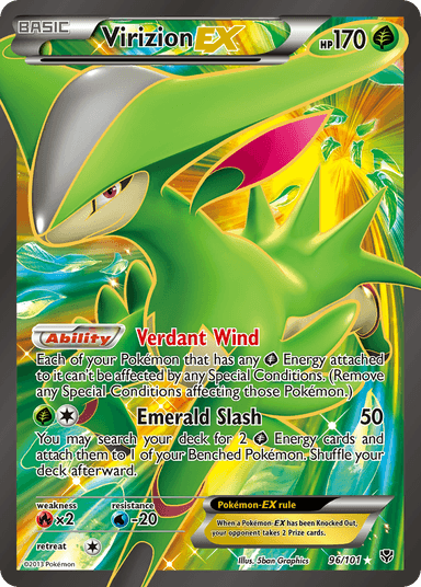 Carta Virizion-EX 96/101 do set Plasma Blast — Pokémon TCG | Bynx
