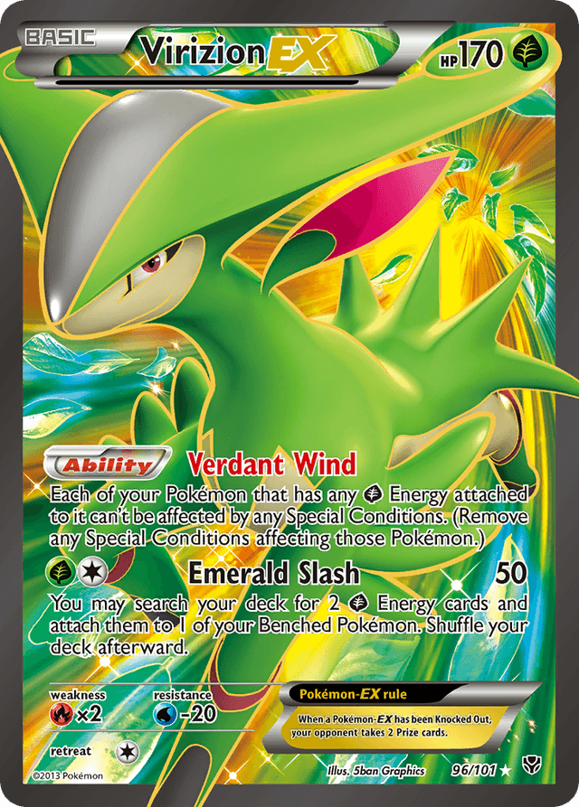 Carta Virizion-EX 96/101 do set Plasma Blast — Pokémon TCG | Bynx