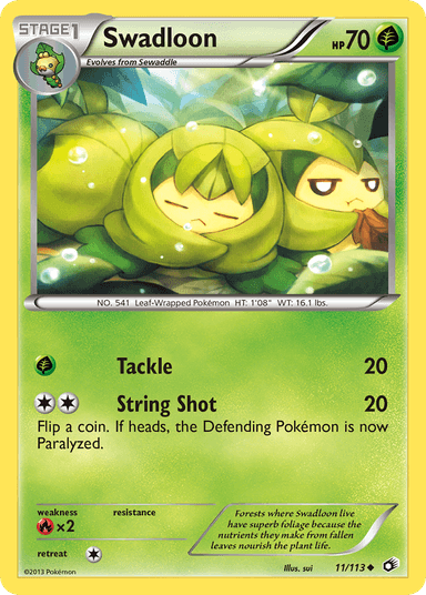 Carta Swadloon 11/113 do set Legendary Treasures — Pokémon TCG | Bynx