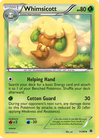 Carta Whimsicott 11/98 do set Emerging Powers — Pokémon TCG | Bynx
