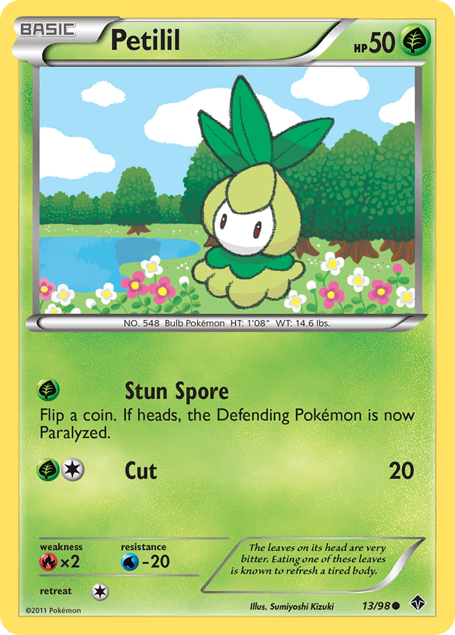 Carta Petilil 13/98 do set Emerging Powers — Pokémon TCG | Bynx