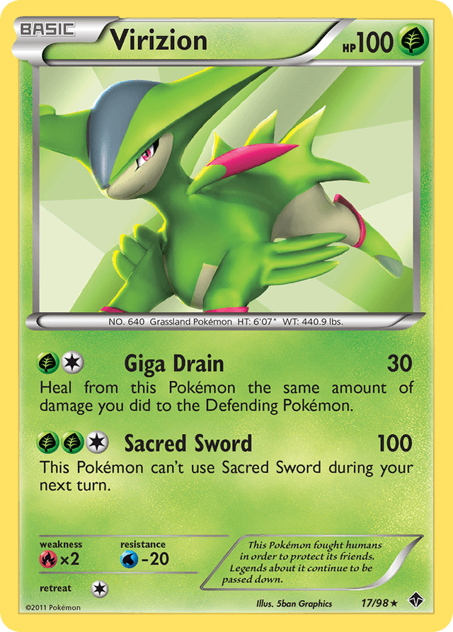 Carta Virizion 17/98 do set Emerging Powers — Pokémon TCG | Bynx