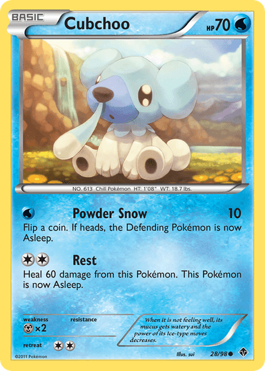 Carta Cubchoo 28/98 do set Emerging Powers — Pokémon TCG | Bynx