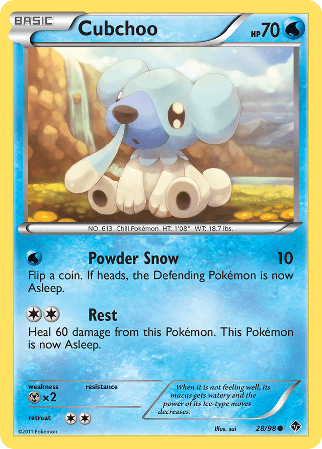 Carta Cubchoo 28/98 do set Emerging Powers — Pokémon TCG | Bynx
