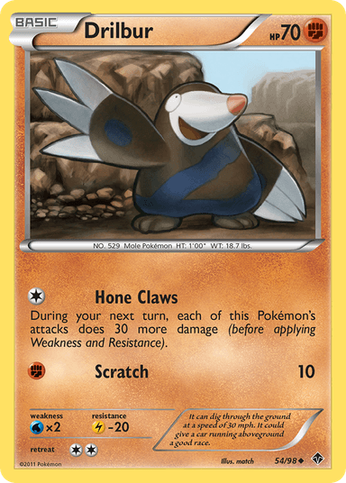 Carta Drilbur 54/98 do set Emerging Powers — Pokémon TCG | Bynx
