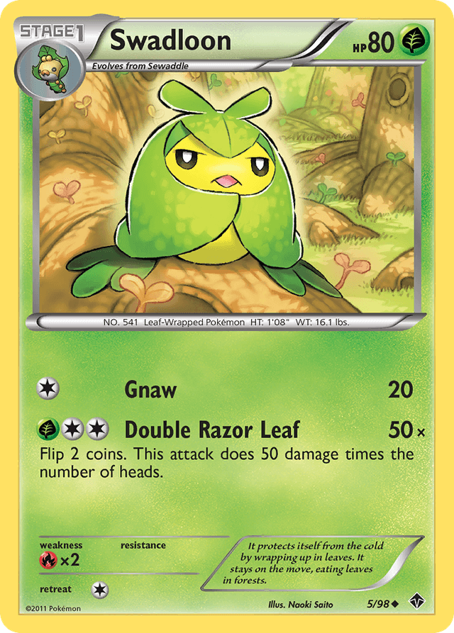 Carta Swadloon 5/98 do set Emerging Powers — Pokémon TCG | Bynx