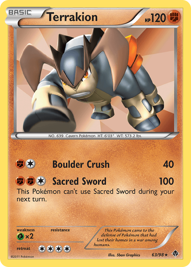Carta Terrakion 63/98 do set Emerging Powers — Pokémon TCG | Bynx
