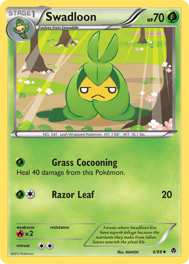 Carta Swadloon 6/98 do set Emerging Powers — Pokémon TCG | Bynx