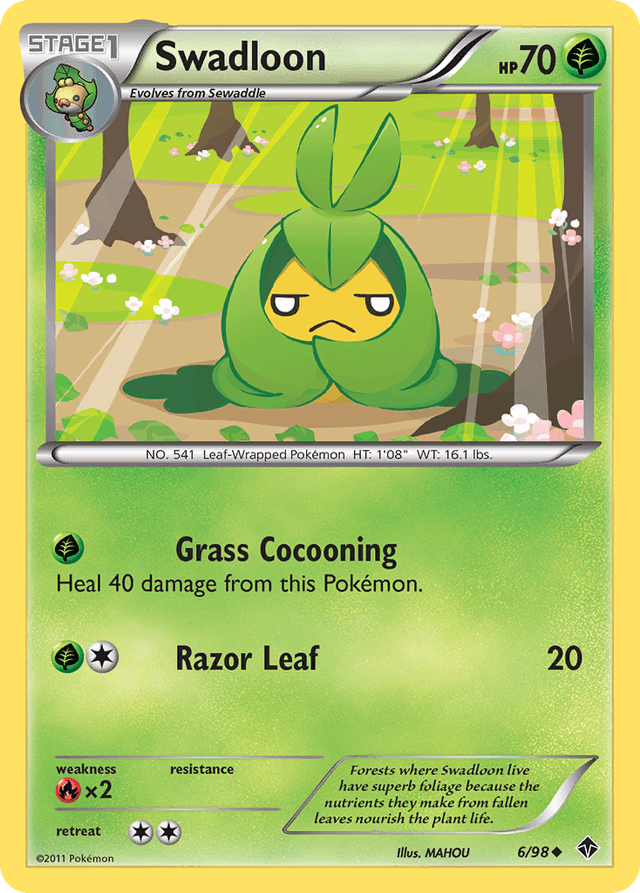 Carta Swadloon 6/98 do set Emerging Powers — Pokémon TCG | Bynx
