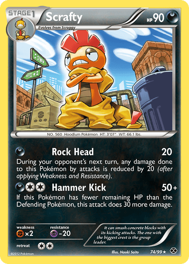 Carta Scrafty 74/99 do set Next Destinies — Pokémon TCG | Bynx