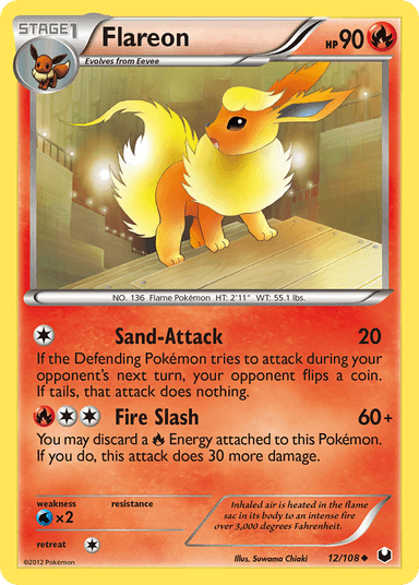 Carta Flareon 12/108 do set Dark Explorers — Pokémon TCG | Bynx