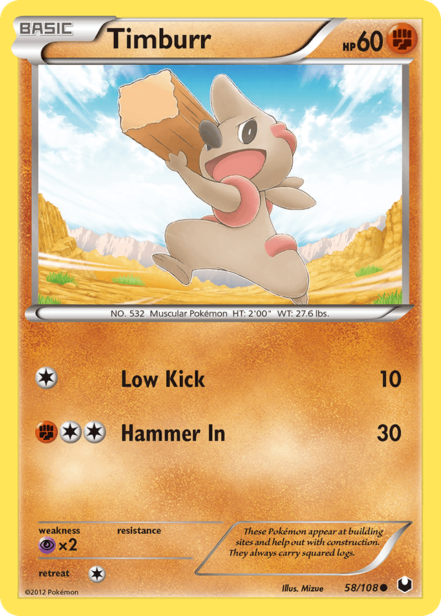 Carta Timburr 58/108 do set Dark Explorers — Pokémon TCG | Bynx