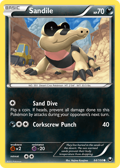 Carta Sandile 64/108 do set Dark Explorers — Pokémon TCG | Bynx