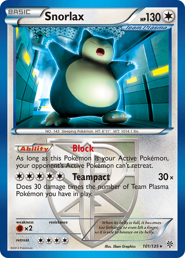 Carta Snorlax 101/135 do set Plasma Storm — Pokémon TCG | Bynx