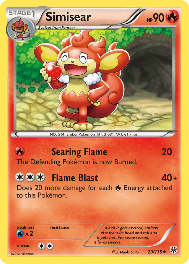 Carta Simisear 20/135 do set Plasma Storm — Pokémon TCG | Bynx