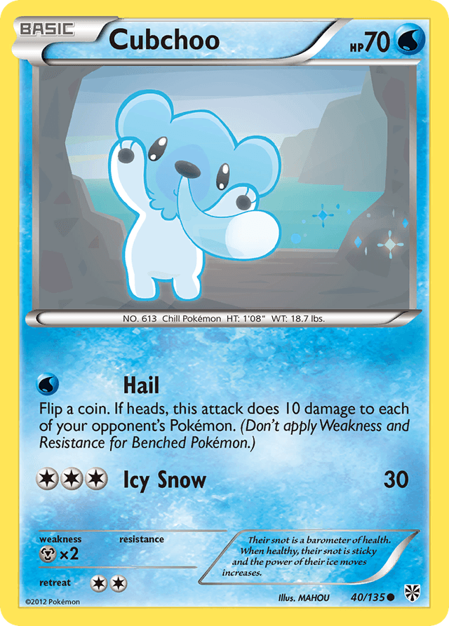 Carta Cubchoo 40/135 do set Plasma Storm — Pokémon TCG | Bynx